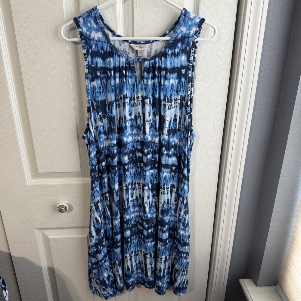 Terra & Sky Blue Cove Tie Dye Tank Dress Women's Size 1X Beach Cruise Travel